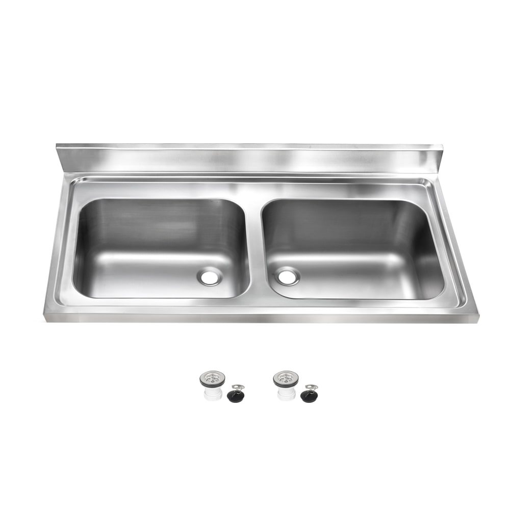 Fregadero dos senos cocina industrial con desagüe incluído 1200x700x300mm