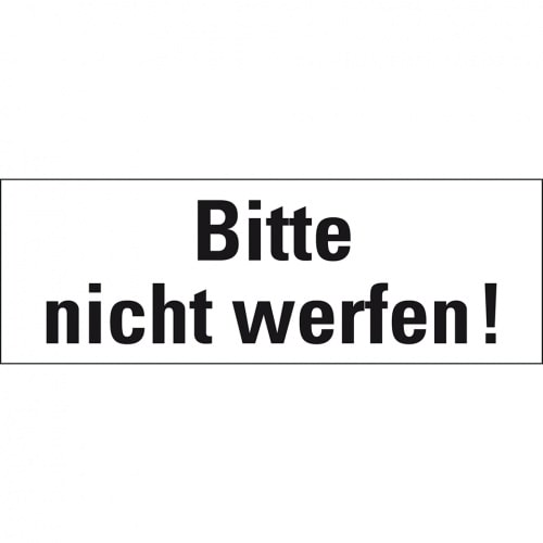Aufkleber I Hinweisetikett Bitte nicht werfen!, weiß, Haftpapier, permanent, 147x50mm, 250/Rolle
