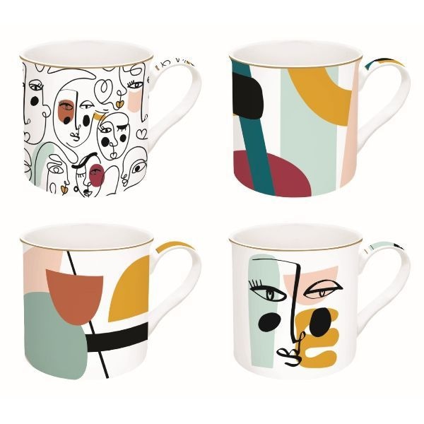 EASY LIFE Coffret 4 mugs 30 cl - Modernism - Coffee Mania
