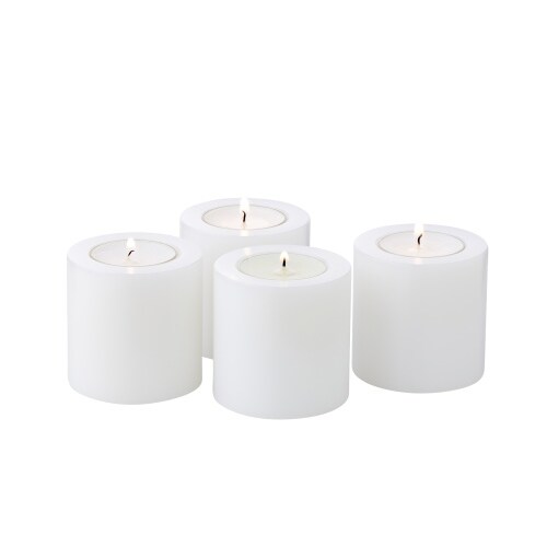 4er-Set Dauerkerze Cornelius (Höhe 6 cm, ø 6 cm), weiß, Teelichthalter hitzebeständig 90°