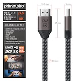 thumbnail of Primewire 8k HDMI Kabel 2.1 UHD II, 8k @ 120 Hz mit DSC, 7680 x 4320, 2k 4k Ethernet, HDR eARC VRR ALLM, kompatibel zu Blu Ray PS4 PS5 - 2 m