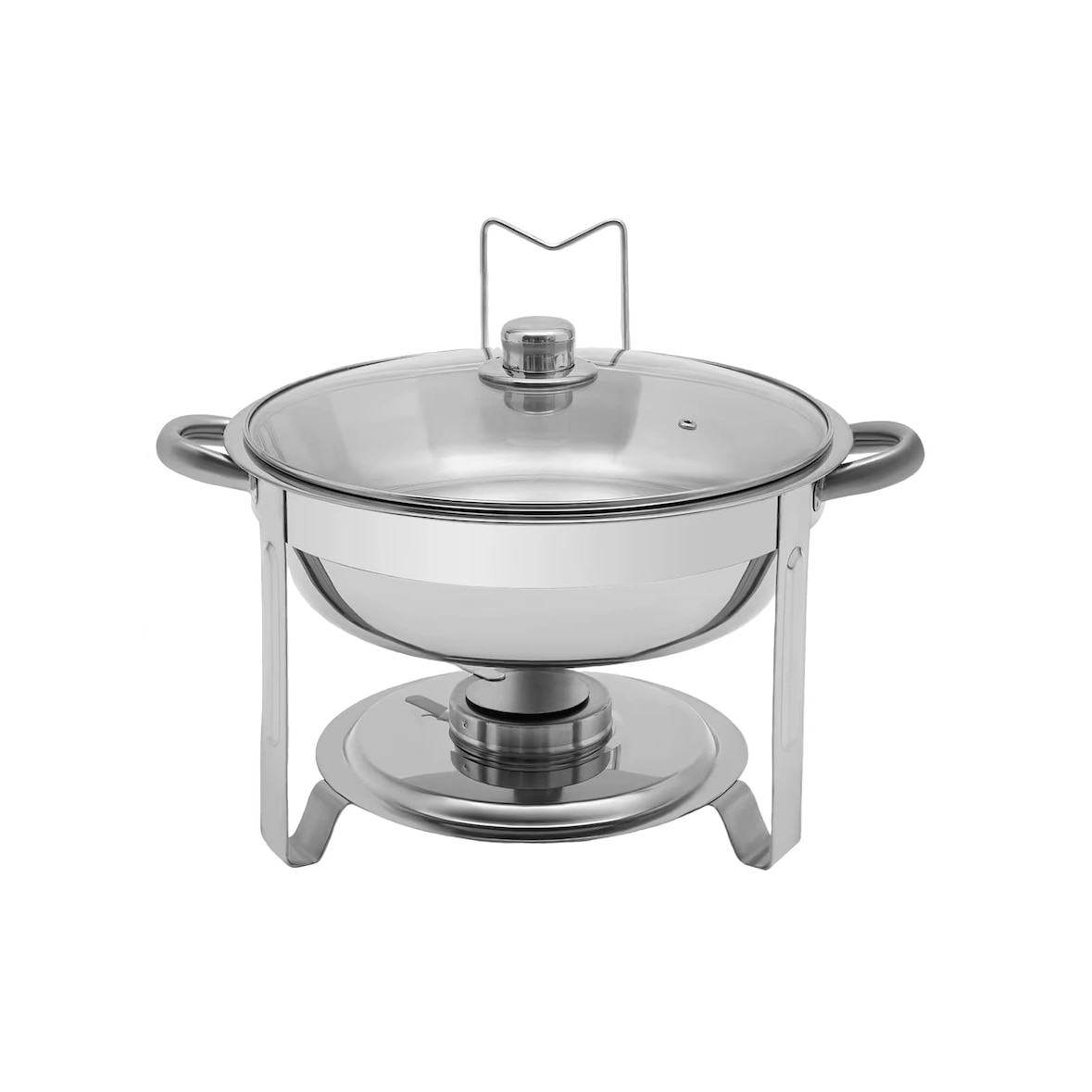 Rechaud / Aquecedor de alimentos para buffet redondo 5L em aço inoxidável prateado