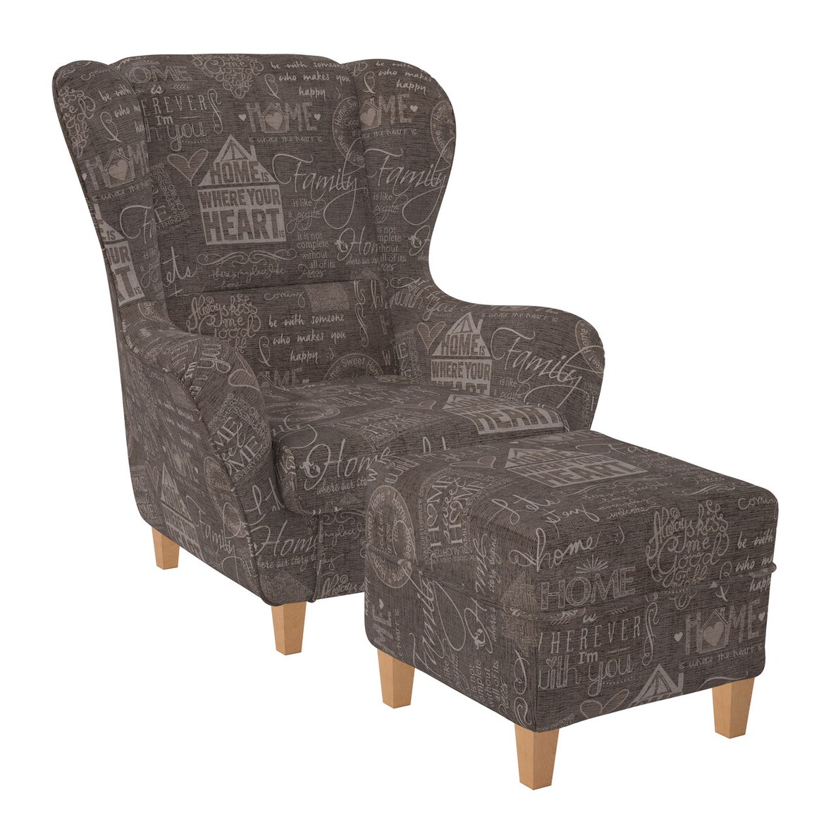 Supellex Sofia Ohrensessel mit Hocker | Design Helsinki Braun