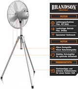 thumbnail of Brandson Standventilator 45 cm mit 3 Geschwindigkeiten, Ventilator mit Dreibein-Stativ, 60 Watt, oszillierend, Silber/Edelstahl