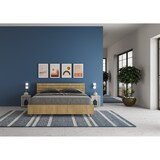 thumbnail of Cama con almacenaje 160x190 con cabecera inclinada de listones roble natural Ankel