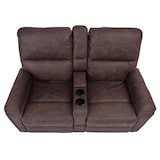 thumbnail of 2er Kinosessel HWC-K17, Relaxsessel Fernsehsessel Sofa, Nosagfederung Getränkehalter Fach ~ Stoff/Textil braun