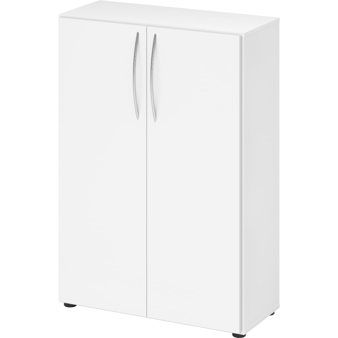 bümö Mehrzweckschrank 80cm breit, Aktenschrank o. Schuhschrank klein, Schrank mit Regal, Kommode in weiß aus Holz, Vorratsschrank & Haushaltsschrank