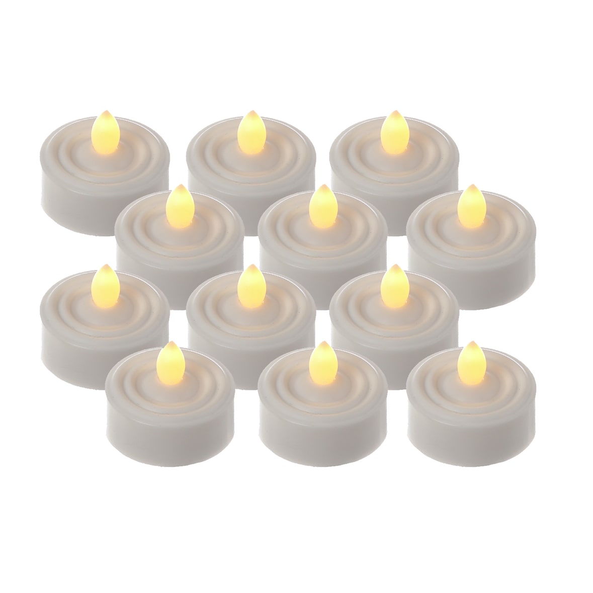 LED Teelichter flackernd flammenlos inkl. Batterien Timer D: 3,6cm weiß 12er Set