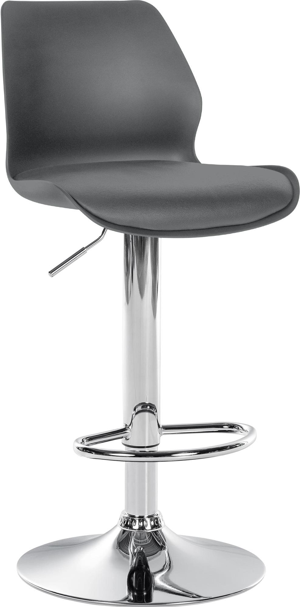 Décoshop26 - Barhocker x1 mit Fußstütze höhenverstellbar drehbar aus grauem PVC Kunststoff und Metall 10_0004905