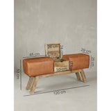 thumbnail of Retro Sitzbank, Echtes Leder, Holzbeine, 120 cm - Stilvoll & Komfortabel mit Stauraum. 120x29x53 cm | Kadima Design