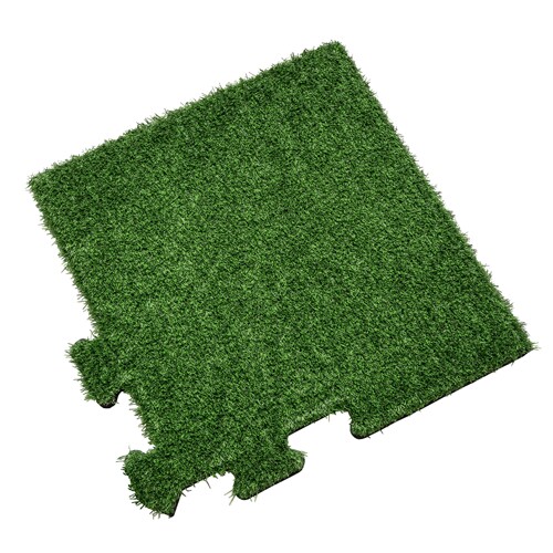 Rubber tegel met kunstgras toplaag - 50x50 cm - Puzzelsysteem (Hoekstuk)
