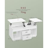 thumbnail of Helloshop26 - Table basse table de salon relevable avec 2 tiroirs et compartiments cachés compartiments ouverts pour salon bureau à 12_0007488