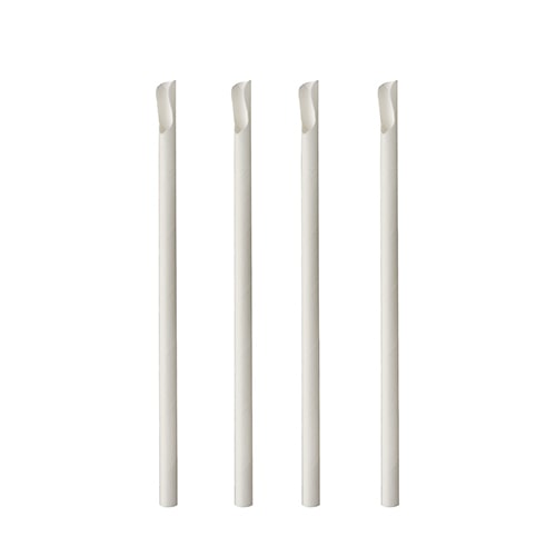 100 Trinkhalme mit Löffel, Papier "pure" Ø 8 mm · 20 cm weiss