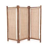 thumbnail of Bazar Bizar Paravent en bois de teck récupéré jute 205x178 cm naturel