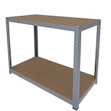 thumbnail of Banco Tavolo Da Lavoro Senza Bulloni In Acciaio Metallo e MDF Portata Fino a 600 Kg Con 2 Ripiani Regolabili Garage Officina Cantina 87 x 120 x 60 cm