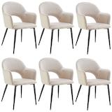 thumbnail of tectake Cadeira de jantar Sachel, aspecto veludo, estofada, 120 kg - Conjunto de 6 creme