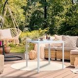 thumbnail of Relaxdays Gartentisch Holzoptik, Balkontisch wetterfest, HBT: 74,5 x 78 x 78 cm, Kunststoff & Stahl, Outdoortisch, weiß