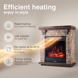 thumbnail of Chimenea eléctrica KAMINIO JUAN: chimenea eléctrica de pie con acabado de piedra, calefacción, efecto de llamas en 3D y mando a distancia - Beige