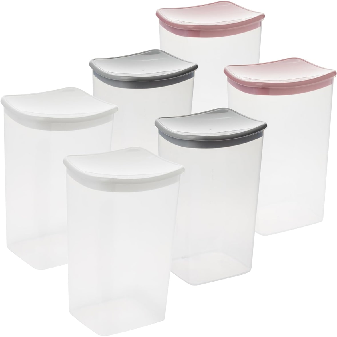 6-er Set Transparent Vorratsdose mit Deckel 2l  20 x 12.5 x 11.5 cm