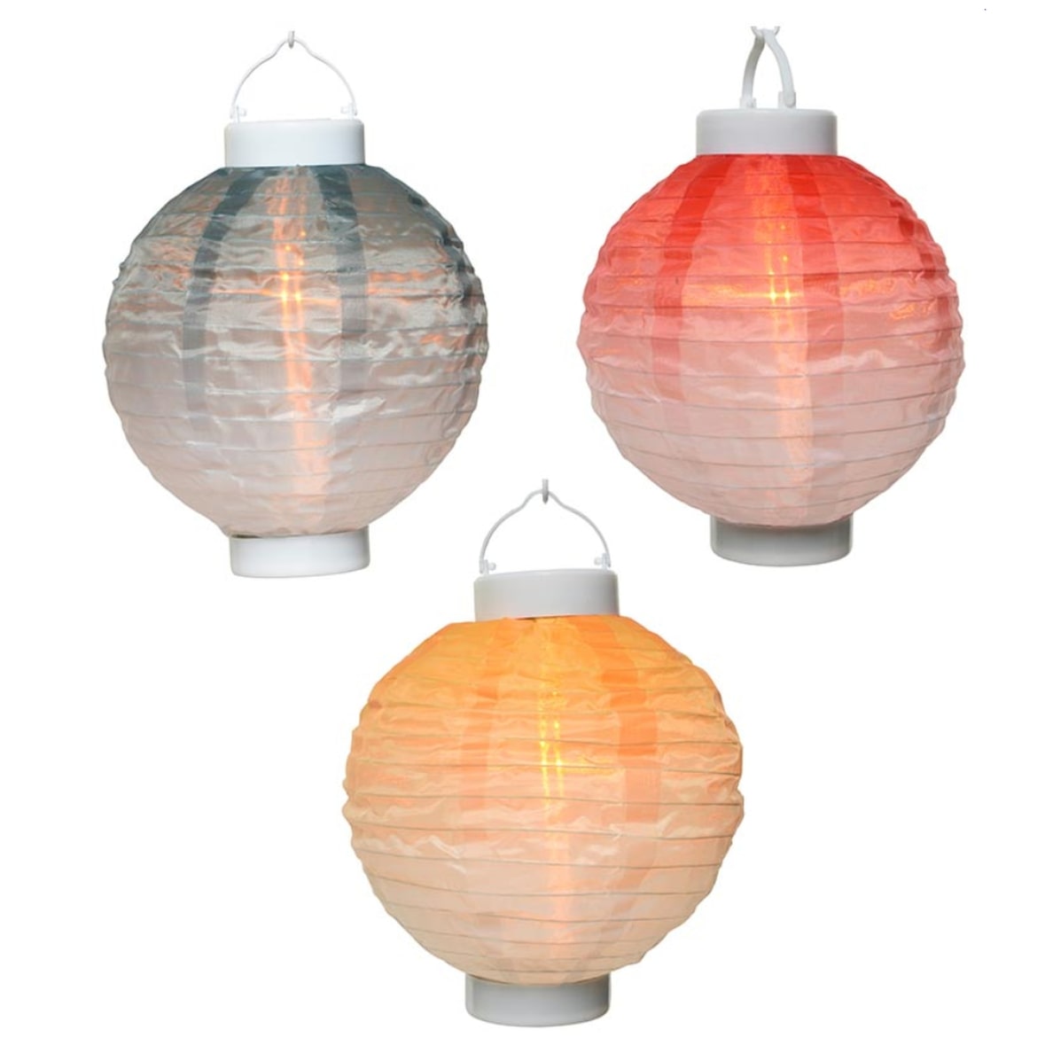 3 Stuks - Solarlamp - Solar Lantaarn - Met Vlam Effect En schemerschakeling - Ø20XH23CM - 3 Kleuren