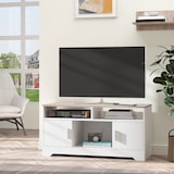 thumbnail of HOMCOM Móvel de TV para Sala de Estar com Espaço de Arrumação Prateleiras Abertas Orifício Passa Cabos 105x40x52 cm Branco e Madeira