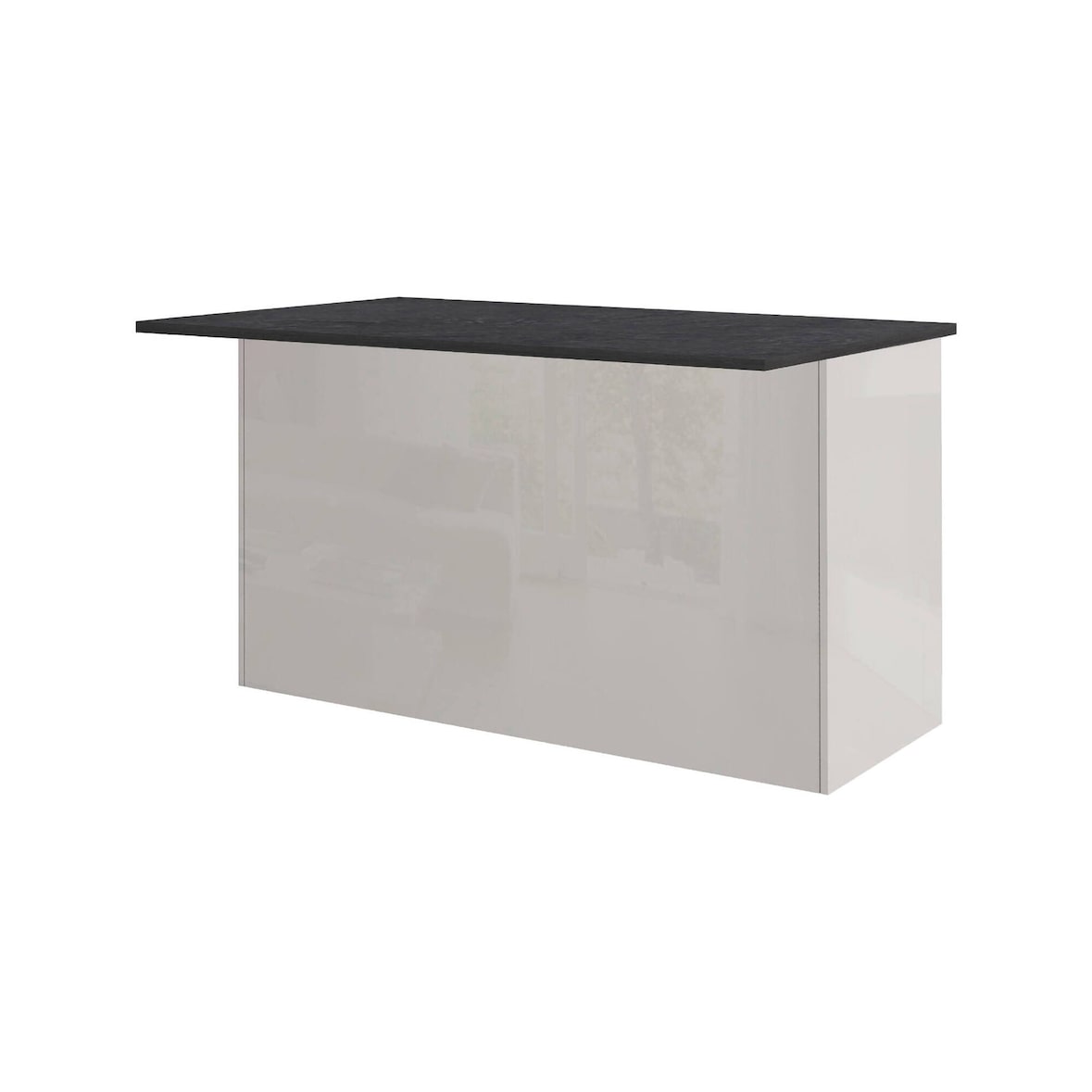 Dmora Isola da cucina Dcarnelo, Armadio multiuso, Mobile per cucinotto, Tavolo ausiliario, 100% Made in Italy, 155x90h90 cm, Bianco lucido e Ardesia