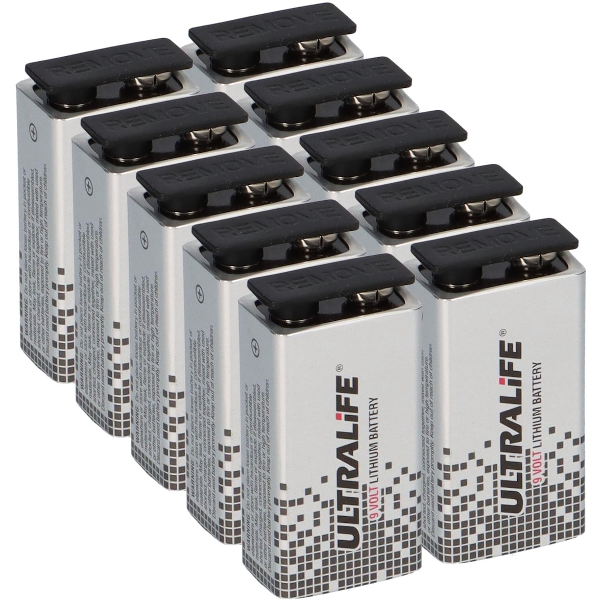 10x Ultralife U9VL-J-P - 9V Block Power Cell Lithium Batterie 9V 1200mAh