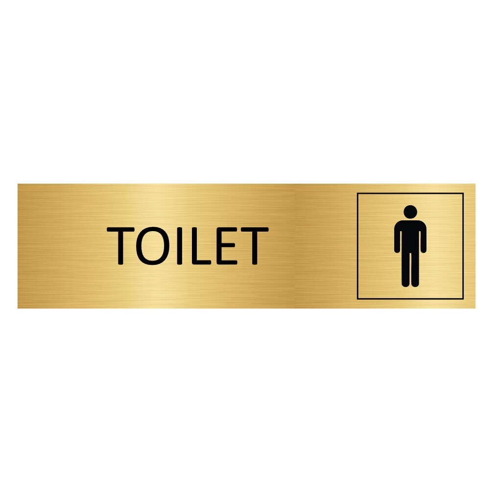 CombiCraft Aluminium Türschild Gold Toilet Mann 165x45mm mit 3M-Tape
