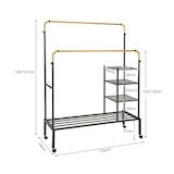 thumbnail of COSTWAY Cabideiro com 2 varões, com rodas, altura ajustável com 3 camadas de prateleiras laterais, 135 x 54 x 170 cm, dourado