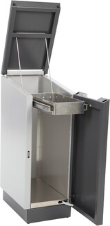 thumbnail of PROREGAL Feuersicherer Wertstoffsammler Connector Bin mit Hebedeckel | 55 Liter, HxBxT 81,6x30,3x45,2cm | Aluminium | Anthrazit / Grau