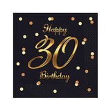 thumbnail of 20 Servietten schwarz gold Zahl 30