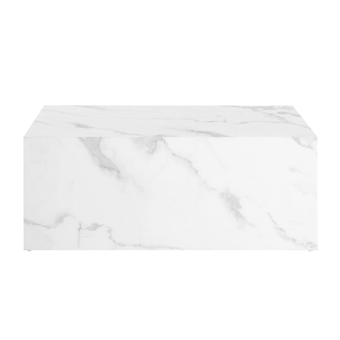 SalesFever Couchtisch 90 x 60 cm | rechteckig | MDF mit Melaminfolie in Marmoroptik | B 90 x T 60 x H 35 cm | weiß