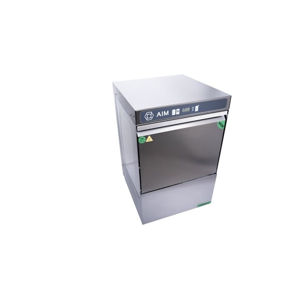 AIM Lavavajillas Industrial Digital Electrónico 50x50 cm con Bomba de Abrillantador, Detergente y Desagüe | Lavavajillas Hostelería Profesional