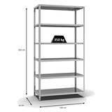 thumbnail of PROREGAL Fachbodenregal Schraubsystem | Grundregal | HxBxT 250x130x60cm | 6 Ebenen | Fachlast 350 kg | Beidseitig nutzbar | Verzinkt