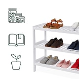 thumbnail of Relaxdays Schuhregal, HxBxT: 55 x 70 x 26 cm, Bambus, 3 Ebenen, für 9 Paar Schuhe, Schuhständer mit Gitterablagen, weiß
