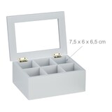 thumbnail of Relaxdays Teebox, 6 Fächer, Bambus, HBT: 9x21,5x16 cm, für Tee & Kaffeepads, Teekasten mit Deckel, staubgeschützt, weiß