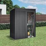 thumbnail of Wasabi - Armario Metálico de Jardín 1,39m2 Neat Anthracite - Puerta Corredera - Techo Inclinado - Gris Antracita - 86x162x181cm - Cobertizo Metal