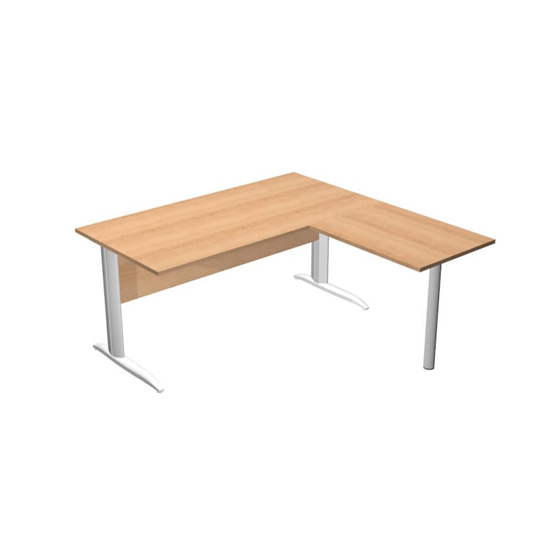 Mesa Presto 160 em faia com perna de metal com mesa lateral 79x60
