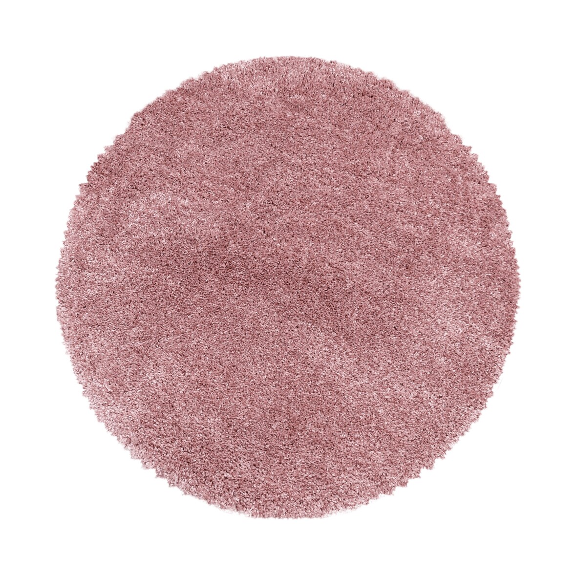 Teppich Hochflor Shaggy Uni Style Polypropylen Wohnzimmer Rosa Rund 120x120 | Kadima Design