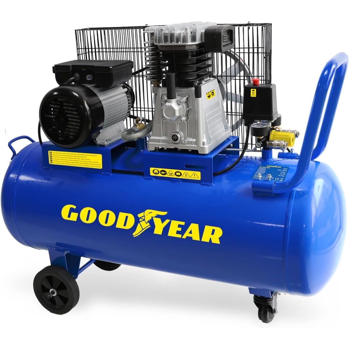 Compresseur d'air 100L à Courroie 3CV 2250W 10 bar Débit air 350L/min Gy3100B Goodyear