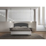 thumbnail of Cama con almacenaje 160x190 estructura fresno blanco cabecero microfibra gris Antilia