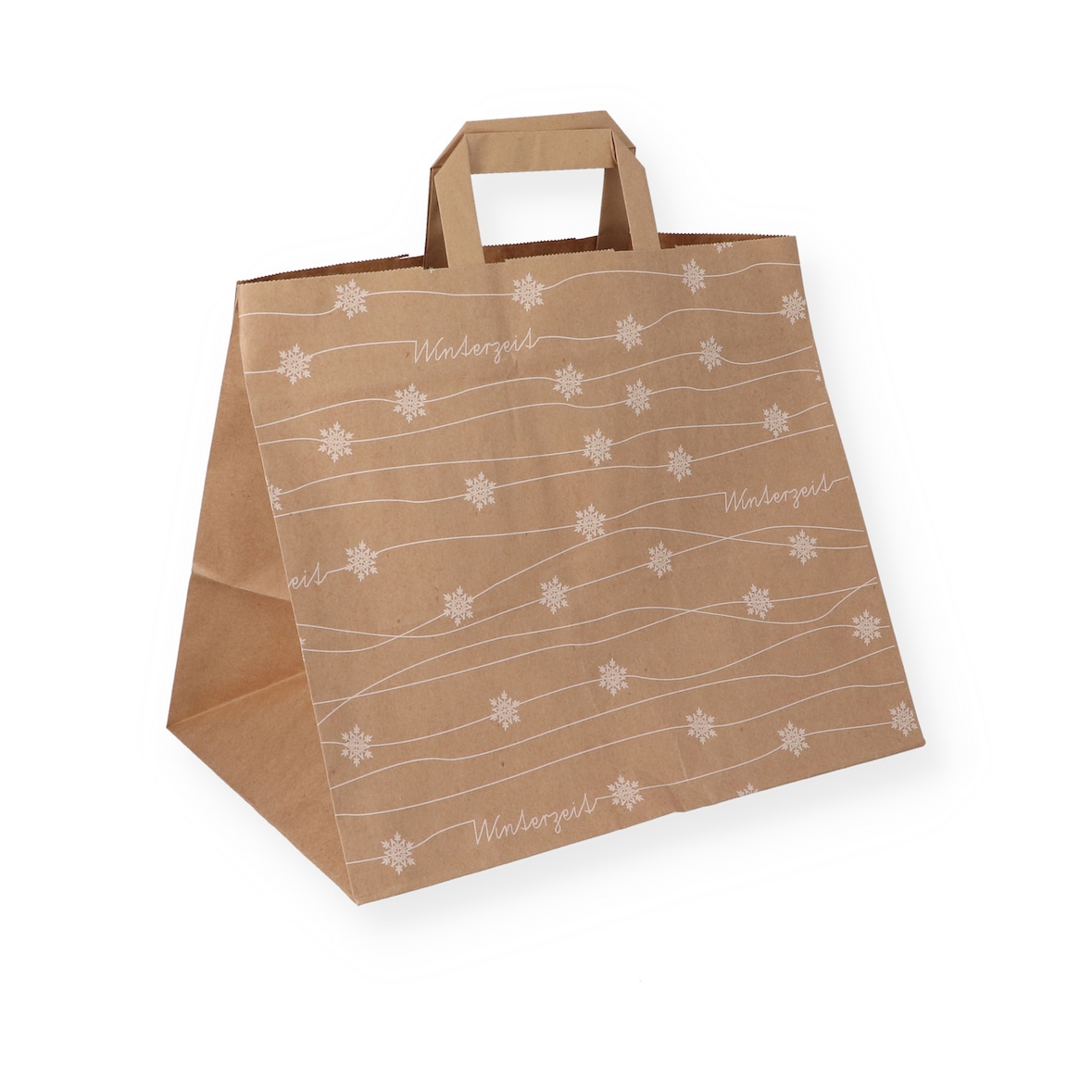 Nette 250 Papiertragetaschen braun "Winterzeit" 32+22x27cm