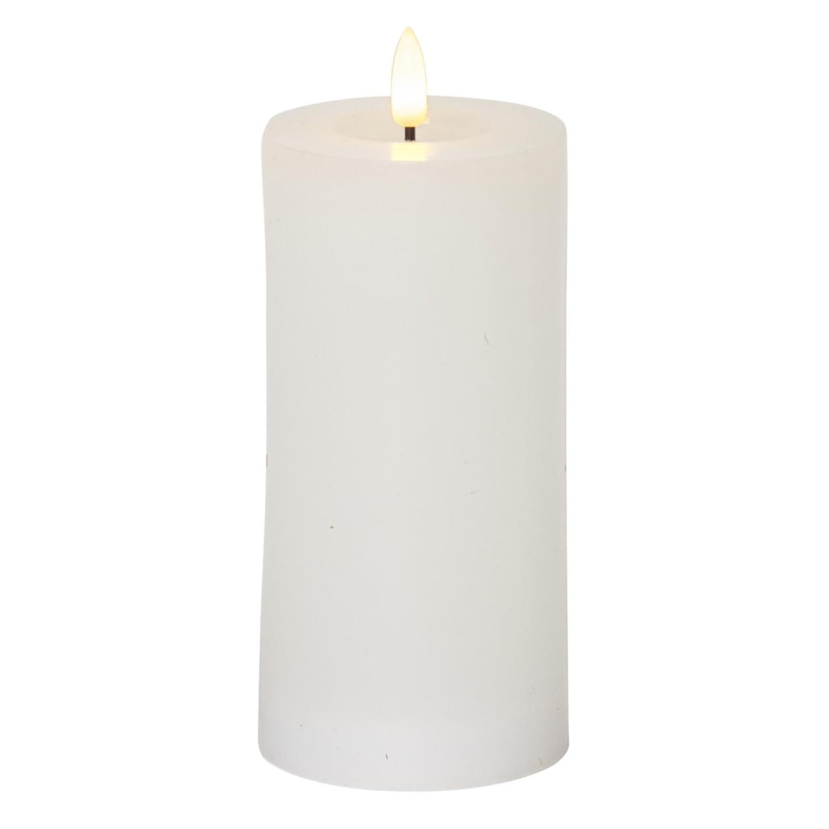 LED Kerze LINA Echtwachs realistische 3D Flamme Wachsspiegel H: 17,5cm weiß