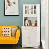 thumbnail of COSTWAY Armario alto de cocina, 170 cm Aparador de madera, armario alto con 2 cajones, estantes ajustables, blanco