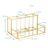 thumbnail of Intirilife Make Up Organizer aus Glas für Kosmetik mit Gold Rand und Spiegelboden -  20.1 x 14.2 x 10.3 cm Schmink Aufbewahrungsbox Ablage für Pinsel