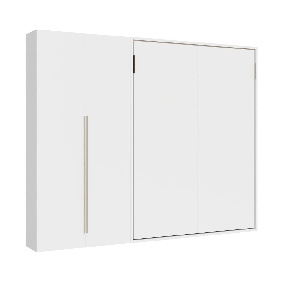 Cama de casal dobrável vertical Versia 160 com guarda-roupa esquerdo branco de 2 portas