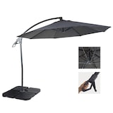 thumbnail of Deluxe Ampelschirm HWC-D14, Sonnenschirm, rund Ø 3m Polyester Alu/Stahl 14kg ~ anthrazit mit Ständer