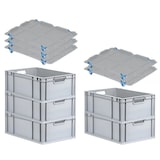 thumbnail of PROREGAL SparSet 5x Eurobox NextGen Economy mit Auflagedeckel & 4x Verschlüsse Blau, Griffe offen, HxBxT 22x40x60cm, 44L, Eurobehälter, Box