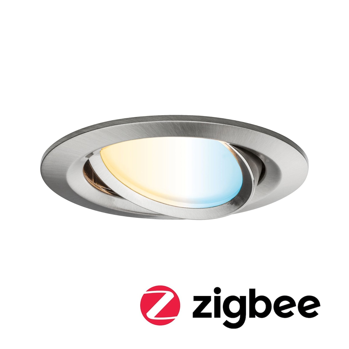Paulmann LED Einbauleuchte Smart Home Zigbee Nova Plus Coin  schwenkbar  rund 84mm 50° 6W 470lm 230V dimmb Tunable White Eisen gebürstet 92961