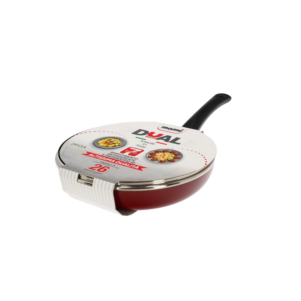 Mamù Padella antiaderente con coperchio in vetro ⌀ 26 cm made in Italy in alluminio antigraffio antiaderente